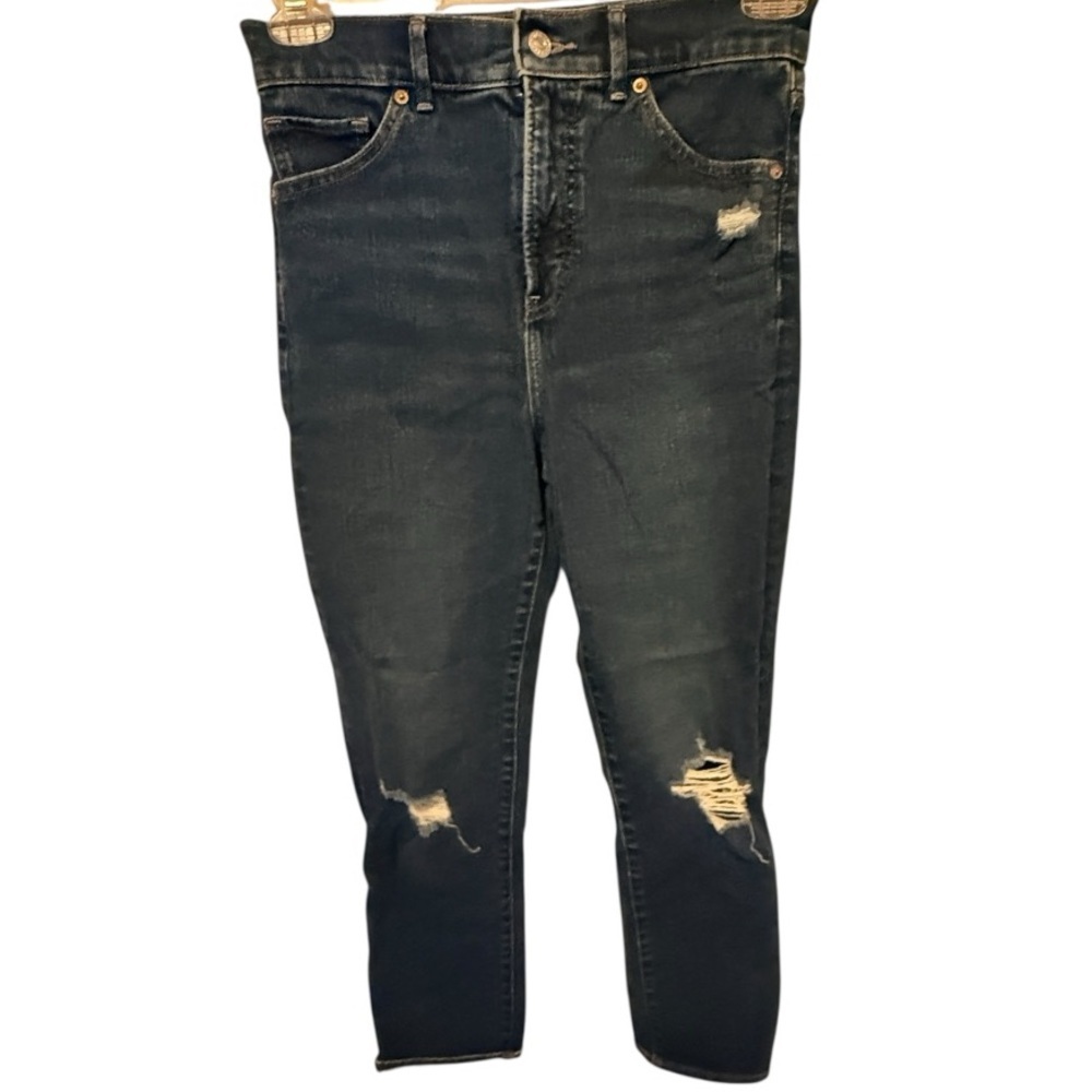 Express Distressed Slim Super High Rise Jeans